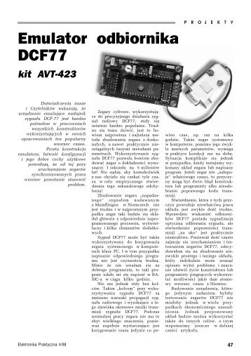 Emulator odbiornika DCF77 - AVT-423 - Elektronika Praktyczna