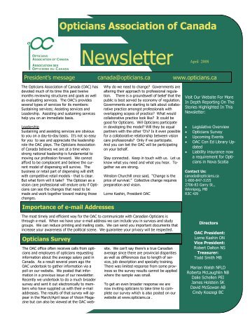 Revised newsletter template.pub - Opticians Association of Canada