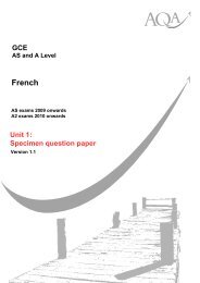 GCE French Unit 1 Specimen Question Paper - The Grange School ...