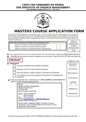 IFM MSC APPLICATION FORM.pdf - The Institute of Finance ...