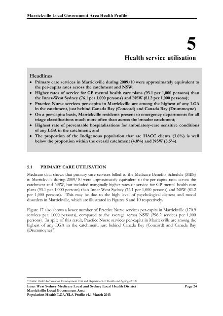 Sub-Regional Profiles - Sydney Local Health District - NSW ...