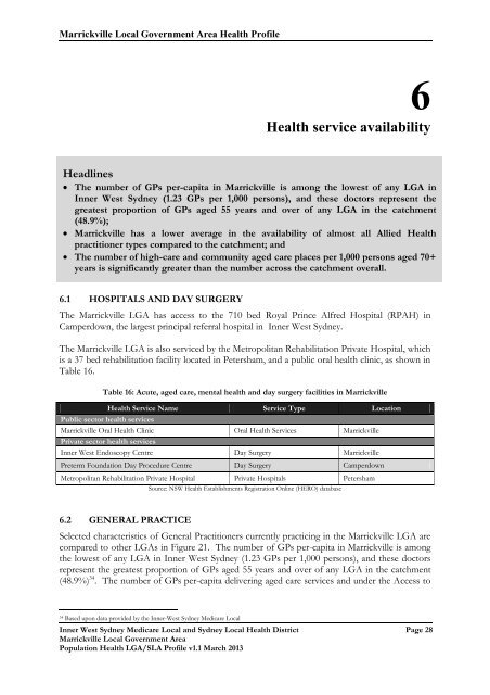 Sub-Regional Profiles - Sydney Local Health District - NSW ...