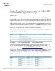 Change in Product Part Number Announcement for the Cisco DCM ...