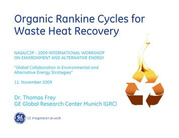 Organic Rankine Cycles for Waste Heat Recovery - C3P