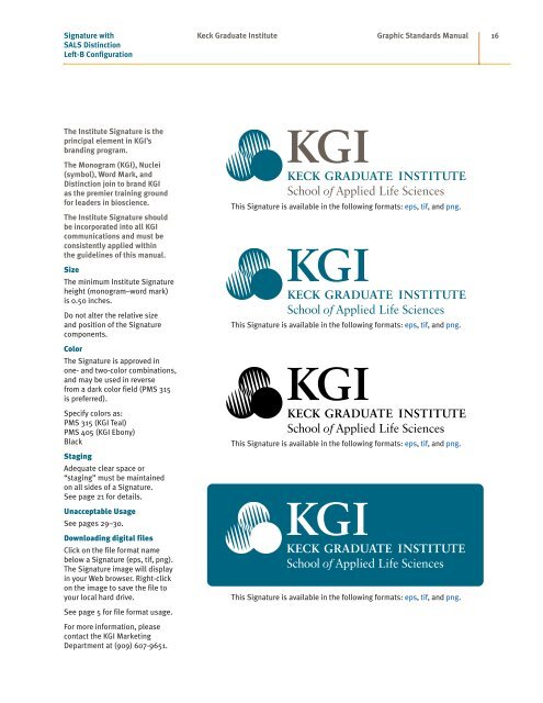 KGI Graphic Standards Manual - Keck Graduate Institute