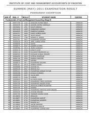 summer (may)-2011 examination result - Institute of Cost and ...