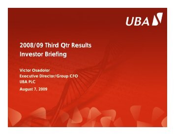 2009 Nine Months Investor Presentation - UBA Plc