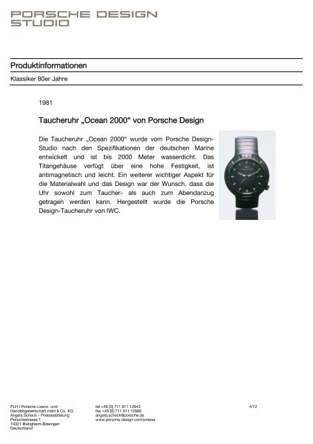 Produktinformationen - PORSCHE DESIGN Presseportal