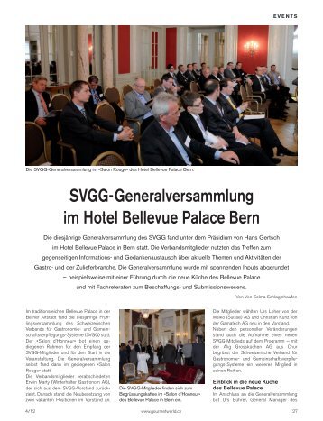 Svgg-Generalversammlung im Hotel Bellevue Palace Bern