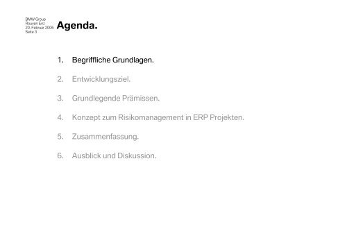 Risikomanagement in ERP Projekten. Ein Konzept am Beispiel der ...