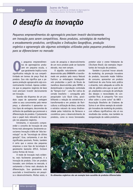 Revista Sebrae AgronegÃ³cios : inovaÃ§Ã£o no campo