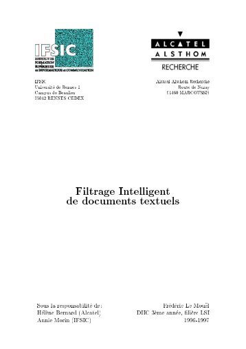 IFSIC Alcatel Alsthom Recherche Universit Ã©e de Rennes 1 Route ...