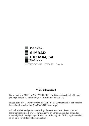 SIMRAD - Manual fÃ¶r CX34, CX44 & CX54