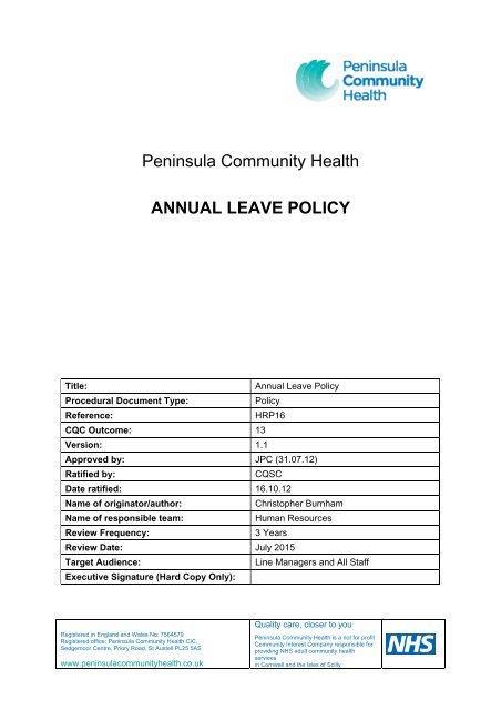 Annual Leave Policy