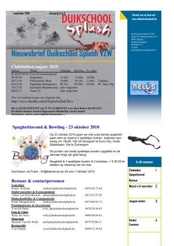 Nieuwsbrief Duikschool Splash VZW