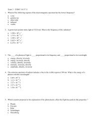 Exam 3 CHMY 141 F'11 1. Which of the following regions of the ...