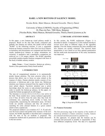 RARE: A NEW BOTTOM-UP SALIENCY MODEL Nicolas Riche ...