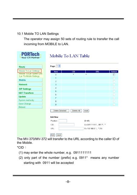 MV-370 / MV-372 VoIP GSM Gateway User Manual ... - LinkShop