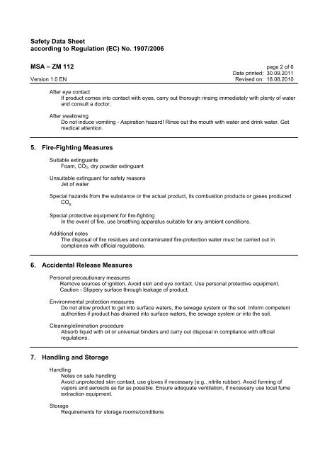 Safety Data Sheet according to Regulation (EC) No. 1907/2006 MSA