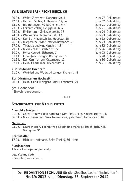 GroÃheubacher Nachrichten Ausgabe 18-2012 - STOPTEG Print ...