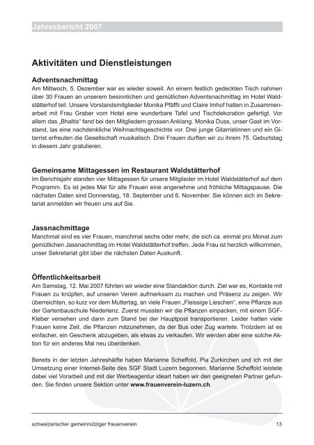 Versicherungen. Finanzanlagen. Vorsorge. - Frauenverein Luzern