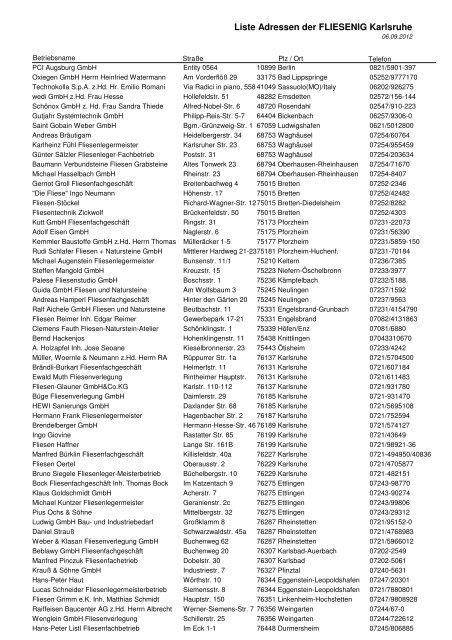 Liste Adressen der FLIESENIG Karlsruhe - Innung des Fliesen ...