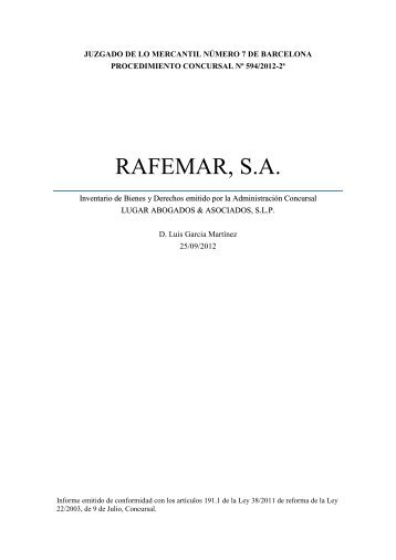 RAFEMAR, S.A. - lugar abogados & asociados