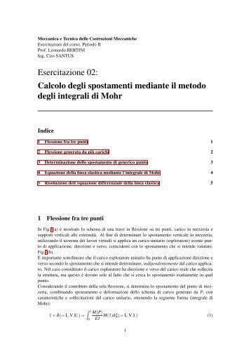 Calcolo degli spostamenti mediante il metodo degli integrali di Mohr