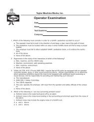 Operator Examination (English) - Taylor Machine Works