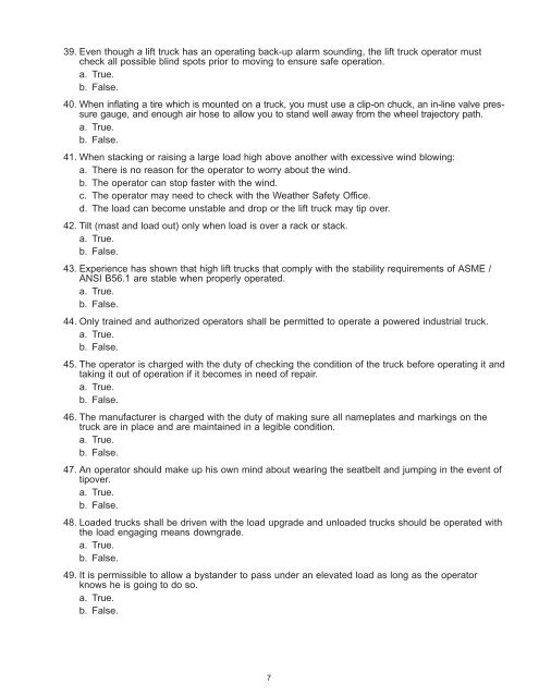 Operator Examination (English) - Taylor Machine Works