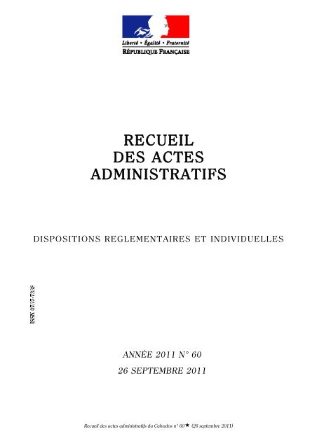 Recueil des actes administratifs nÂ° 60 du 26 septembre 2011