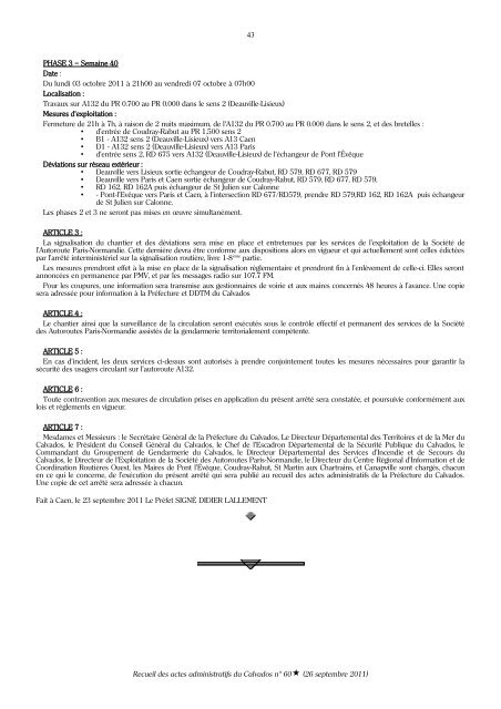 Recueil des actes administratifs nÂ° 60 du 26 septembre 2011