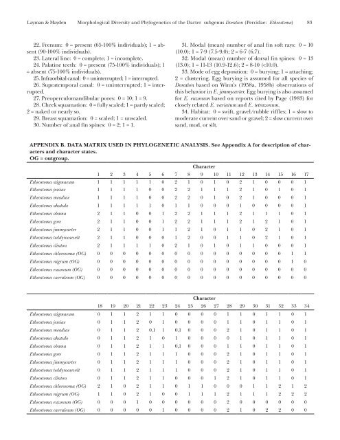 (Percidae: Etheostoma), with Descriptions of Five New Species