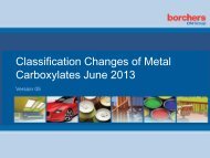 Classification changes of metal carboxylates - OMG Borchers