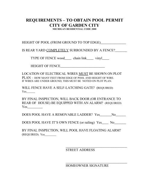 pool permit requirements[1] - Garden City