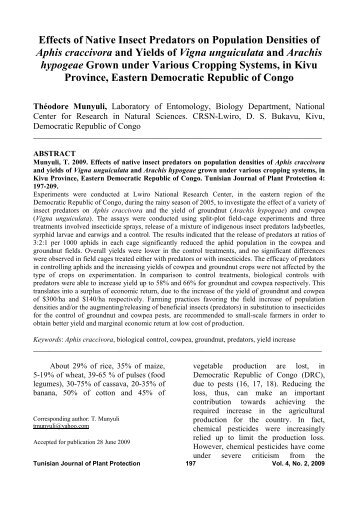 Effects of Native Insect Predators on Population Densities of ... - Iresa