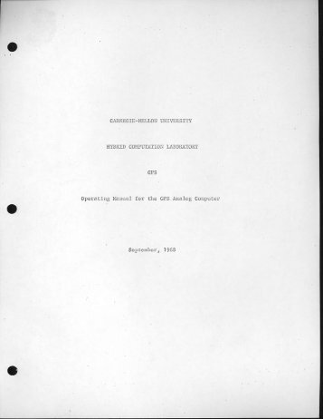 Operating Manual for the GPS Analog Computer