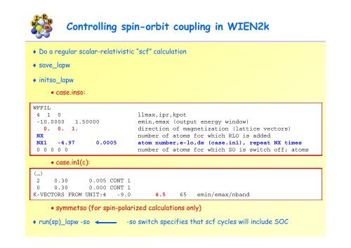 Relativistic effects, spin-orbit coupling and non-collinear ... - WIEN 2k