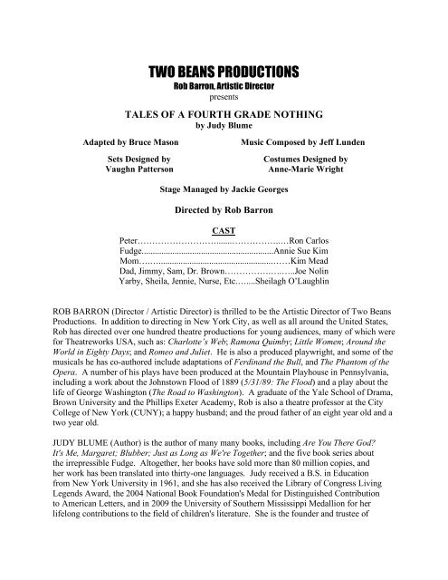 TWO BEANS PRODUCTIONS - Theatreworks USA!