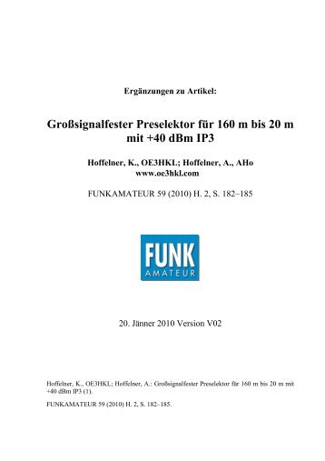 Großsignalfester Preselektor für 160 m bis 20 m mit +40 dbm IP3