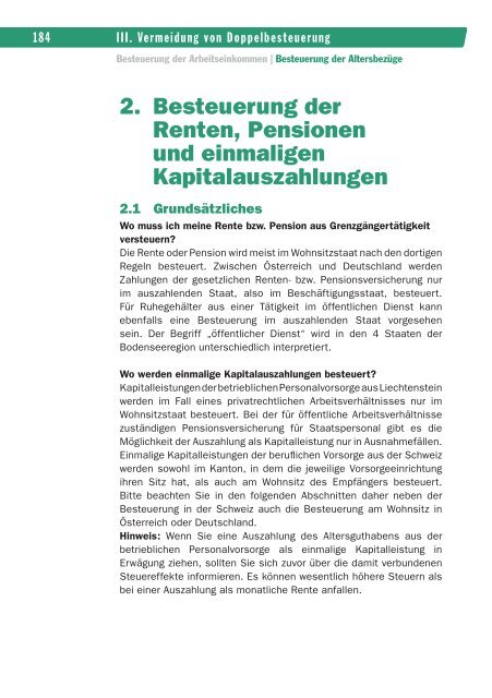 2. Besteuerung der Renten, Pensionen und einmaligen ...