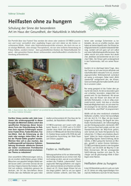 Heilfasten Ohne Zu Hungern Hg Naturklinik Michelrieth