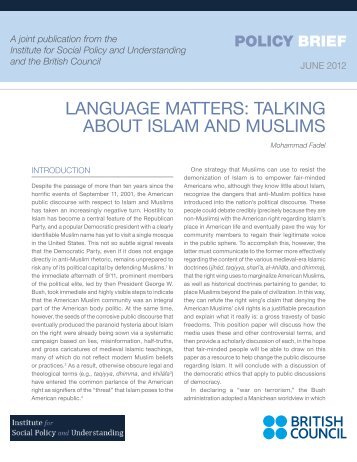 language matters: talking about islam and muslims - Institute for ...