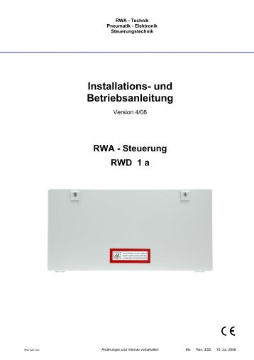 Installations- und Betriebsanleitung - RWA-Berlin