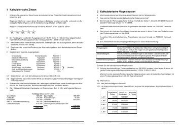 1 Kalkulatorische Zinsen 2 Kalkulatorische Wagniskosten - Glasl.net