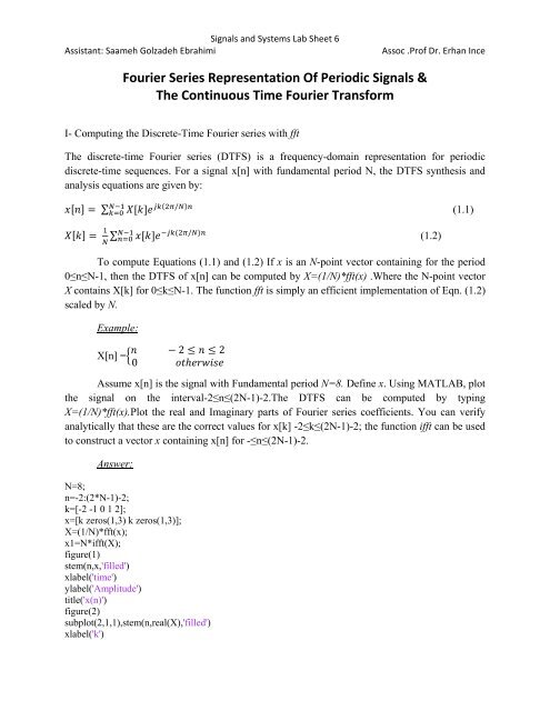 Fourier Series Representation Of Periodic Signals & The ... - faraday
