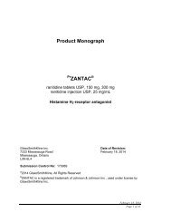 Product Monograph ZANTAC - GlaxoSmithKline