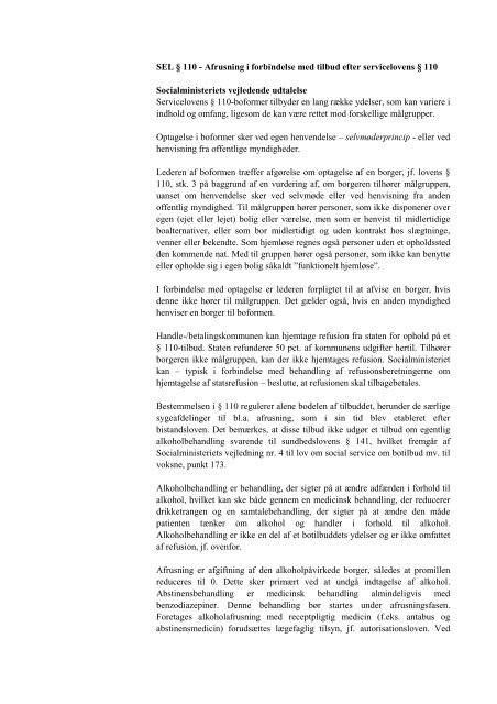 Afrusning i forbindelse med tilbud efter servicelovens Ã‚Â§ 110 - Social