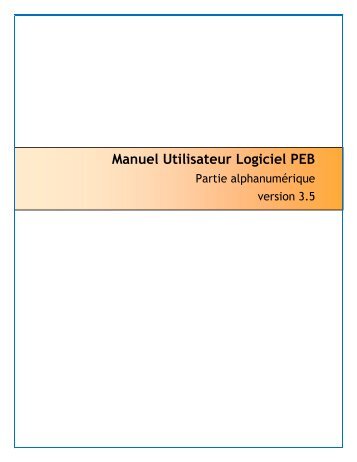 Manuel Utilisateur Logiciel PEB - Energie Wallonie
