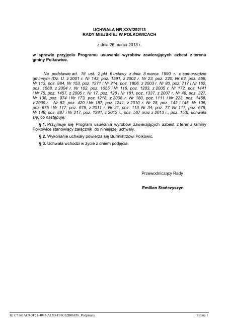 plik PDF - Biuletyn Informacji Publicznej, Urząd Gminy Polkowice